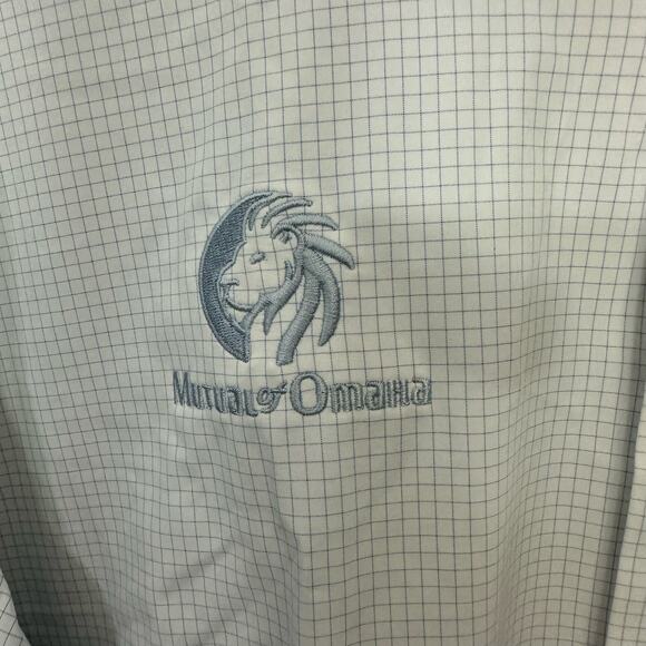 Mizzen Main Leeward Shirt Mens XL‎ Trim No Tuck White Blue Check Company LOGO - Picture 5 of 9